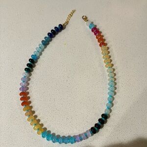 Multicolor Beaded Necklace - Rainbow Gemstone Style